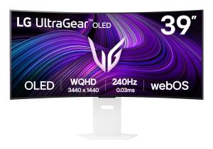 Curved Gaming Monitor - UltraGear 39GX90SA-W - 39in - UWQHD 3440 z 1440 OLED (21:9, 800R) - HDMI/ DisplayPort/ USB Hub/ LAN/ Bluetooth - White