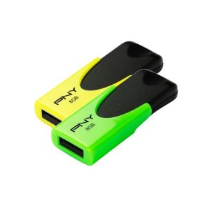 N1 Attache - 8GB USB Stick - USB 2.0 - Yellow / Green - Twin Pack