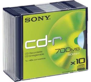 Cd-r Media 700MB 80min 48x 10pk Slim Jewel Case
