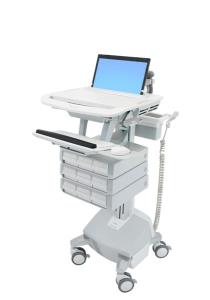 Styleview Laptop Cart LiFe Powered 9 Drawers (white Grey And Polished Aluminum) Eu