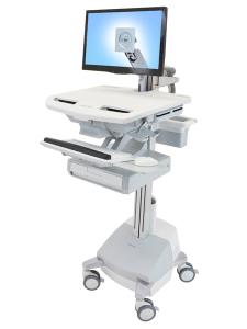 Styleview Cart With LCD Arm SLA Powered 1 Drawer (white Grey And Polished Aluminum) Eu/sa