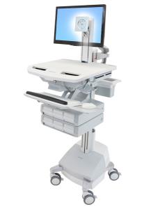 Styleview Cart With LCD Pivot SLA Powered 6 Drawers (white Grey And Polished Aluminum) Eu/sa