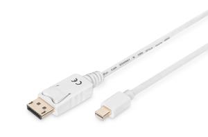 DisplayPort connection cable, mini DP - DP M/M, 2m w/interlock, DP 1.1a conform white