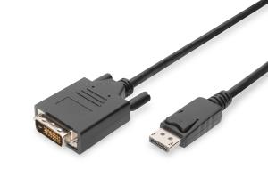 DisplayPort adapter cable, DP - DVI (24+1) M/M, 2m w/interlock, DP 1.2 compatible, CE Black