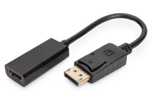 DisplayPort adapter cable, DP - HDMI type A M/F, 0.15m,w/interlock, DP 1.1a compatible, CE black