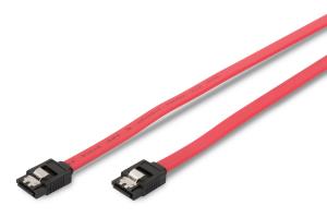SATA connection cable, L-type, w/ latch F/F, 50cm straight, SATA II/III red