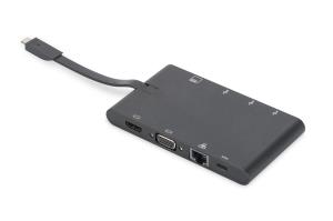 Dock USB Type-C with 2x Card reader - HDMI /  VGA /  2x USB-C /  2x USB3.0 /  RJ45 /  MicroSD / SD/MMC - 100W power delivery