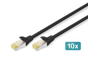 Patch cable - CAT6a - S/FTP - Snagless -  5m - black - 10pk