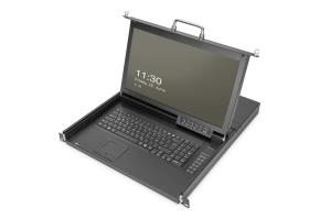 Modularized HD LCD TFT console,8 Port VGA with 8 port VGA KVM, RAL 9005 black - TR keyboard