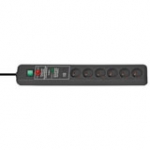 Power Distribution Unit, 6 Sockets Type E, With Switch  3m Black