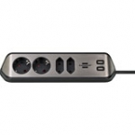 Brennenstuhl 1153590410 power extension 2 m 4 AC outlet(s) Indoor Black, Silver