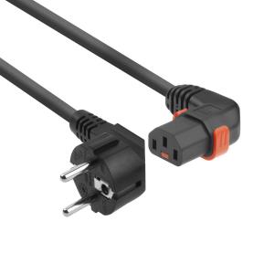 Powercord - 230v Cee 7/7 Male(angled) To C13 (right Angled) Lockable - 3m - Black