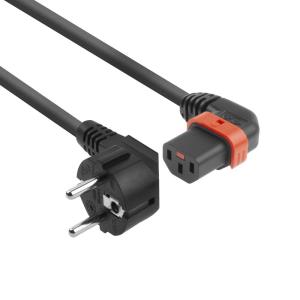 Powercord - 230v Cee 7/7 Male(angled) To C13 (left Angled) Lockable - 3m Black