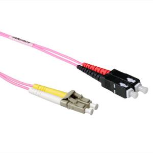 Lc-sc 50/125m Om4 Duplex Fiber Optic Patch Cable Pink 7m