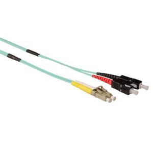 Fiber Optic Patch Cable Lc-sc 50/125m Om3 Duplex Ruggedized 30m Aqua