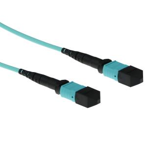 Fiber Optic Cable Multimode 50/125 OM3 polarity A with MTP female connectors 20m Aqua
