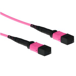 Fiber Optic Cable Multimode 50/125 OM4 polarity A with MTP female connectors 1m Erika violet