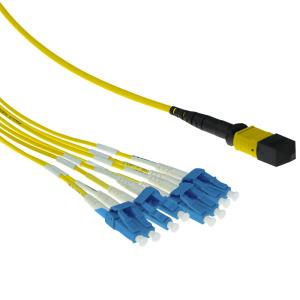 Fiber Optic Fanout Patch Cable Singlemode 9/125 OS2 1 X MTP Female - 6 X LC Duplex 12 fibers 5m Yellow