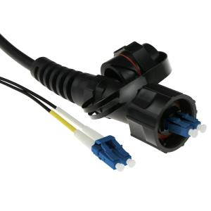 ACT 15 meter singlemode 9/125 OS2 duplex fiber patch cable with LC and IP67 LC connectors