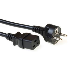 Powercord Mains Connector CEE 7/7 Male (straight) - C19 Black 1.5m