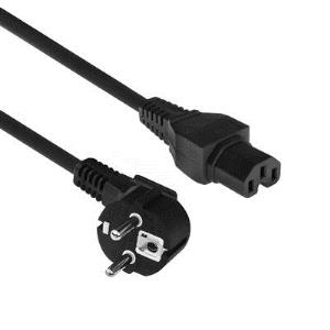 Powercord Mains Connector CEE 7/7 Male (Angled) - C15 Black 1 m