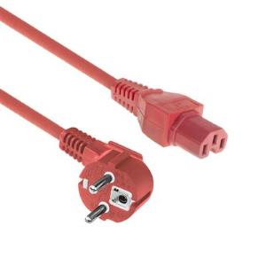 Powercord Mains Connector CEE 7/7 Male (Angled) - C15 Red 1m
