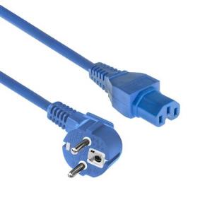 Powercord Mains Connector CEE 7/7 Male (Angled) - C15 Blue 1m